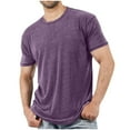 thumbnail image 1 of KeShDi Quilted Jacket Men's T-Shirts Casual Basic Crew Neck Tshirts Short Sleeve Tee Shirts with Pocket Round-Neck Blouses Shirts Purple 3X, 1 of 5