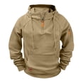 thumbnail image 1 of KeShDi Rain Jacket Men Solid Raglan Pullover Multiple Pockets Half Zipper Sport Hoodie Hoodie Coat Khaki M, 1 of 5