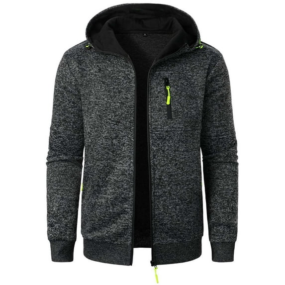 KeShDi Raincoat Men's Long Zipper Sweater Sleeve Sweater Coat Men Long Sleeve Hoodless Casual Outwear Jackets Dark Gray M