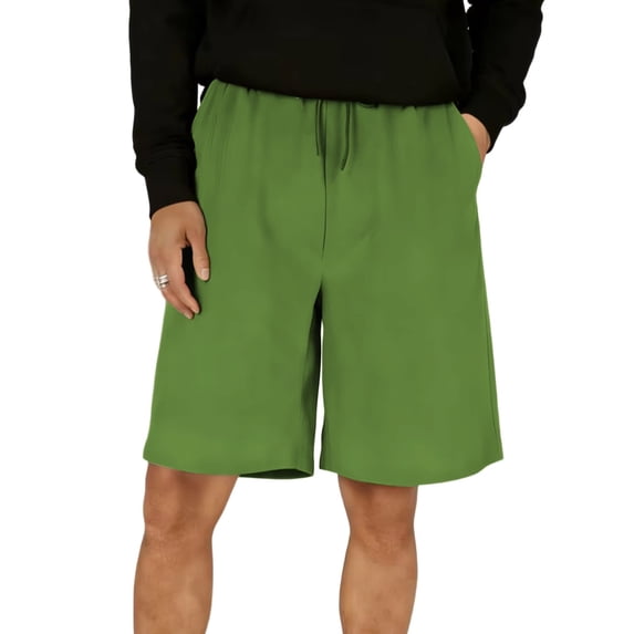KeShDi Running Shorts Men's Shorts Drawstring Elastic Waistband Slanted Pockets Green L