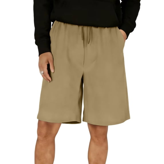 KeShDi Running Shorts Men's Shorts Drawstring Elastic Waistband Slanted Pockets Khaki XL