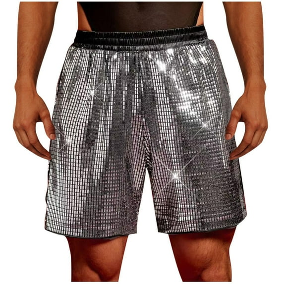 KeShDi Running Shorts Men's Summer Solid Color Performance Trendy Party Straight Shorts Silver 2X