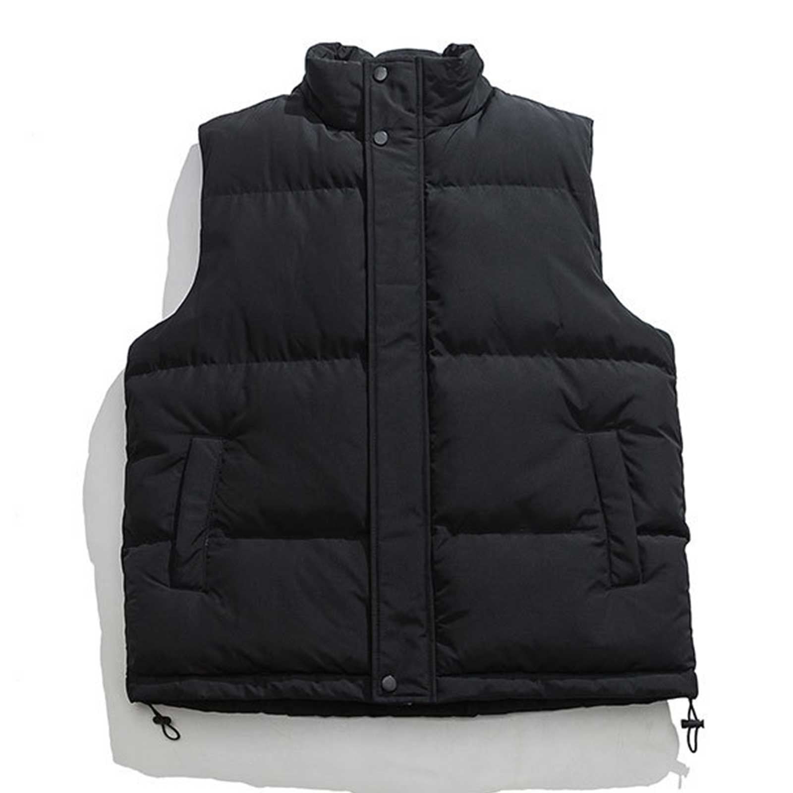 KeShDi Running Vest Man Leisure Fashion Solid Color Stand Collar Pocket Zipper Sleeveless Black 2X