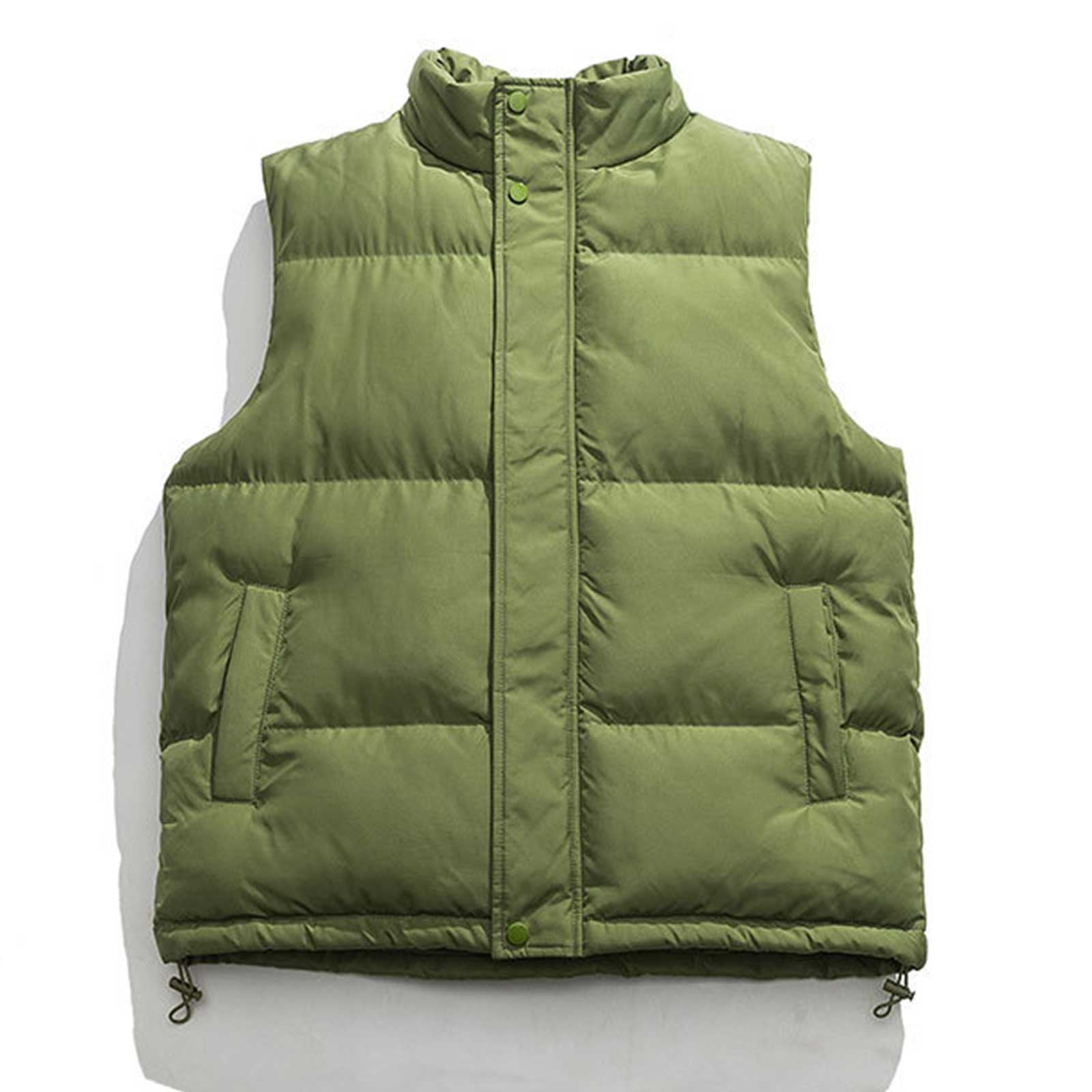 KeShDi Running Vest Man Leisure Fashion Solid Color Stand Collar Pocket Zipper Sleeveless Green 2X