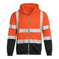 thumbnail image 1 of KeShDi Safety Jackets for Men Men's Solid Color Hooded Sweatshirt with Reflective Strip Sanitation Work Clothes Match Color Zipper Hoodie Orange 3X, 1 of 6