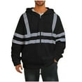 thumbnail image 1 of KeShDi Safety jacket Hooded jackets Work Tops Reflective high Visibility Men Zipper Casual Fashion Hooded Pockets Print Long Sleeved Outwear Black M, 1 of 5