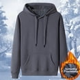 thumbnail image 1 of KeShDi Sherpa Hoodie Mens Sweatshirts Hoodies Men's Casual and Fashionable Solid Color Hooded Pocket Blouse/Shirt Dark Gray 4X, 1 of 8