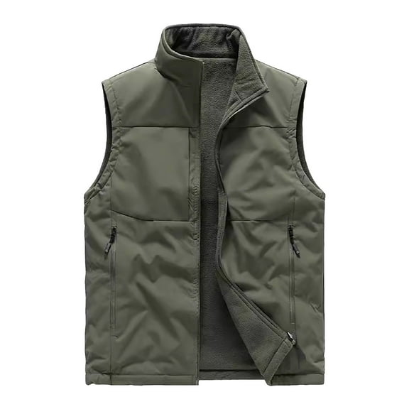 KeShDi Sherpa Vest Men's Casual Fashion Warm Pocket Zipper Berber Fleece Outwear/Jackets Army Green 5X