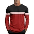 thumbnail image 1 of KeShDi Shirts for Men Fall Shirts Men Fashion Casual Striped Print Sports Long Sleeves Round-Neck Blouses Shirts Red 5X, 1 of 5