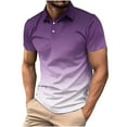 thumbnail image 1 of KeShDi Shirts for Mens Polo Shirts Short Sleeve Men Casual Solid Short Sleeve Turn Down Collar Buttons T-Shirt Blouse Purple L, 1 of 5