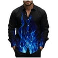 thumbnail image 1 of KeShDi Spring Shirts Long Sleeve Fashionable Men's Casual and Comfortable Long Sleeved Collar Printed Shirt Blue L, 1 of 5