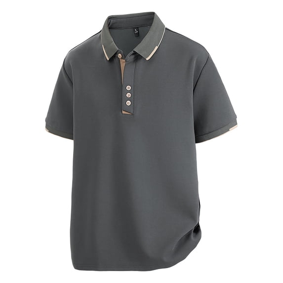 KeShDi Summer Linen Tshirt Mens Shirts Polo Shirt Men's Summer Casual Short Sleeve Top Solid Color T-shirt Half Sleeve Short Sleeve Collar Top/Shirt Dark Gray 5X