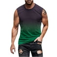 thumbnail image 1 of KeShDi Summer Men's T-Shirts Gradient Tank Tops Men's Gradient Sleeveless Tank Top Regular Non Positioning Print Pullover Round Neck Sleeveless T-shirt Casual Sports Tank Top Green 3X, 1 of 5