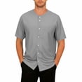 thumbnail image 1 of KeShDi Summer Mens T Shirts Button down Button down Men's Fashion Solid Color V-neck Button Short Sleeved Oversized Breathable Sports and Casual Cardigan Top Gray XL, 1 of 7