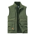 thumbnail image 1 of KeShDi Summer Mens Workout Tank Tops Men's Work Clothes Jacket Solid Color Stand Collar Multiple Pockets Outdoor Sports Photography Coat Army Green XL, 1 of 6