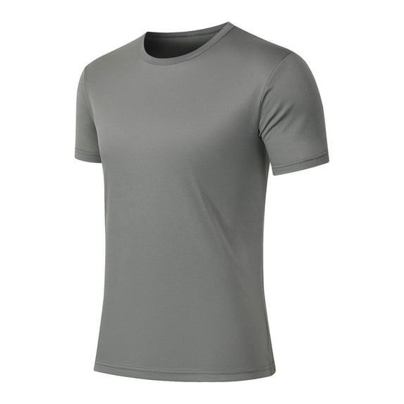 KeShDi Summer Shirts for Men Running Shirts Ice Silk Men Casual Fashion Solid Color Round Neck Running Exercise and Fitness Short Sleeve Dark Gray S