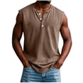 thumbnail image 1 of KeShDi Summer Tshirts Shirts Button down Men's Casual Fashion Solid Color Button Lapel Hook Buckle T-shirt Short Sleeved Brown 2X, 1 of 6