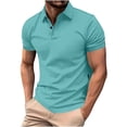 thumbnail image 1 of KeShDi Summer Tshirts Shirts Golf Shirts Polo Shirts Men's Casual Trendy Solid Color Collared T-shirt Short Sleeved Crew Neck Top/shirt Light Blue 2X, 1 of 7