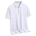 thumbnail image 1 of KeShDi Summer Tshirts Shirts Men's Short Sleeved Solid Color Ice Silk Shirt Short Sleeved Collared Top White M, 1 of 2