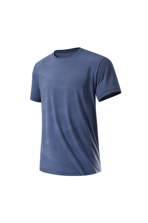 Sun Protection Shirts UPF 50+ Short Sleeve Summer Casual Sports Top Men's Solid Color Ice Silk Quickdrying Sunscreen Jacket Short Sleeved Round Neck Top/shirt Dark Blue L