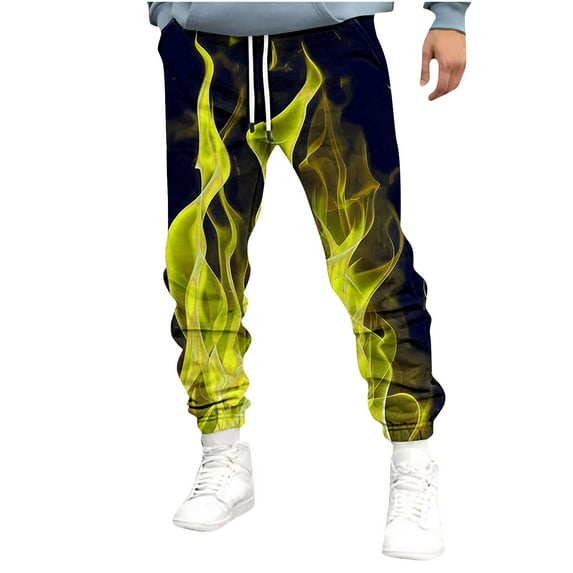 KeShDi Sweat Pants for Men Wide Leg Pants Men Men's Sports Pants Tapered Running Exercise Pants Drawstring Jogging Solid Color Pants Long Pants Yellow 2X