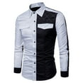 thumbnail image 1 of KeShDi Thermal Shirts for Men Casual and Fashionable Color Contrast Splicing Slim Fitting Long Sleeved Shirt White 3X, 1 of 7