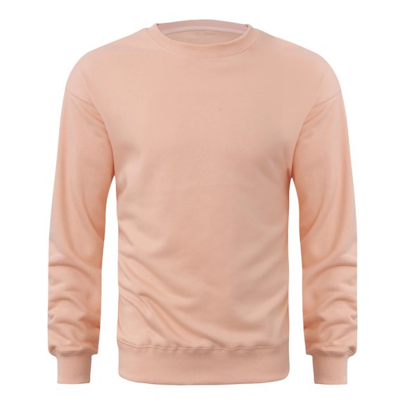 KeShDi Thermal Shirts for Men Men Casual Solid Pullover Long Sleeve Blouse Sweatshirts Pink S