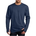 thumbnail image 1 of KeShDi Thumb Hole Athletic Shirts for Men Crew Neck Long Sleeve Base Layer Running Top Soft Casual Navy S, 1 of 6