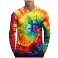 thumbnail image 1 of KeShDi Tie Dye Shirts for Men Rainbow Sun Protection Shirts Upf 50+ Uv Shirts Block Fashion Casual Men Print Sports Long Sleeves Round-Neck Blouses Shirts Yellow XL, 1 of 5