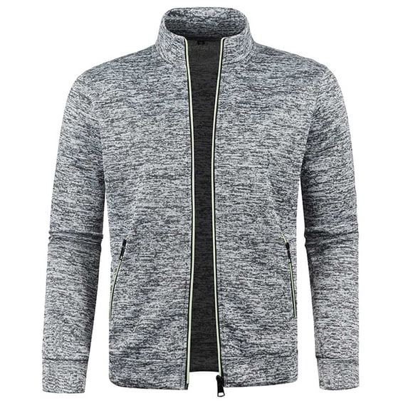 KeShDi Trench Coat Fashion Casual and Winter Men's Long Zipper Sweater Sleeve Thin Velvet Sweater Coat Men Gray L