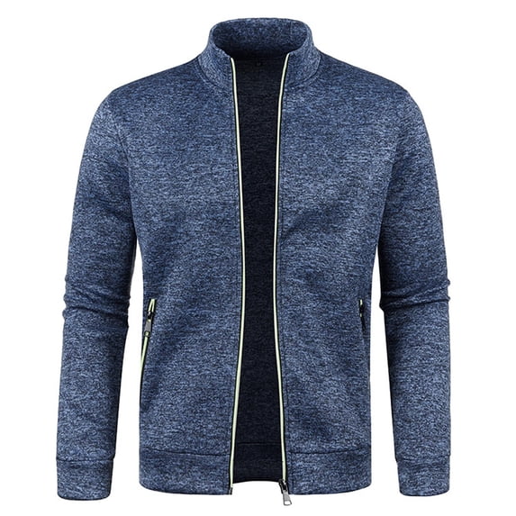 KeShDi Trench Coat Fashion Casual and Winter Men's Long Zipper Sweater Sleeve Thin Velvet Sweater Coat Men Navy XL
