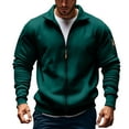 thumbnail image 1 of KeShDi Trench Coat Men Work Jackets for Men's Solid Color Long Sleeved Stand-up Collar Zipper Fleece Thick Pocket Jacket Mint Green S, 1 of 4