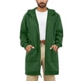 thumbnail image 1 of KeShDi Trench Coat Men's Hoodie Solid Color Mid-length Style Long Sleeve Hooded Casual Outwear Jackets Army Green L, 1 of 7