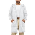 thumbnail image 1 of KeShDi Trench Coat Men's Hoodie Solid Color Mid-length Style Long Sleeve Hooded Casual Outwear Jackets White L, 1 of 7