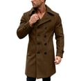 thumbnail image 1 of KeShDi Trench Coat for Men Double Breasted Lapel Long Sleeve Jacket Brown S, 1 of 7