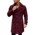 thumbnail image 1 of KeShDi Trench Coat for Men Double Breasted Lapel Long Sleeve Jacket Wine M, 1 of 7