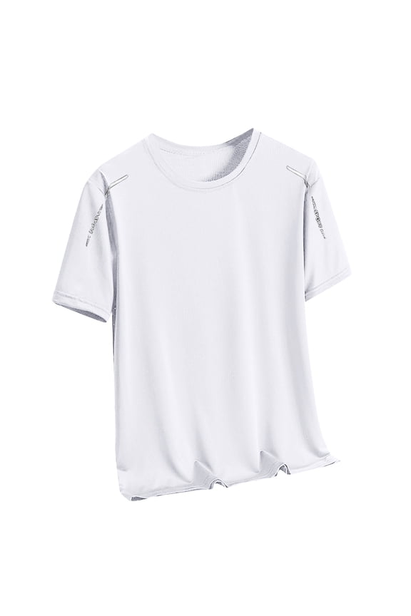 Undershirt Shirts for Men Running Sweat Shirt Men's Summer Trendy Ice Silk Texture Loose Short Sleeved T-shirt White 4X