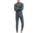 thumbnail image 1 of KeShDi Underwear for Men Pack Men Solid Middle Neck Long Sleeves Elastic Waist Trousers High Elasticity Warm Underwear Set Dark Gray M, 1 of 4