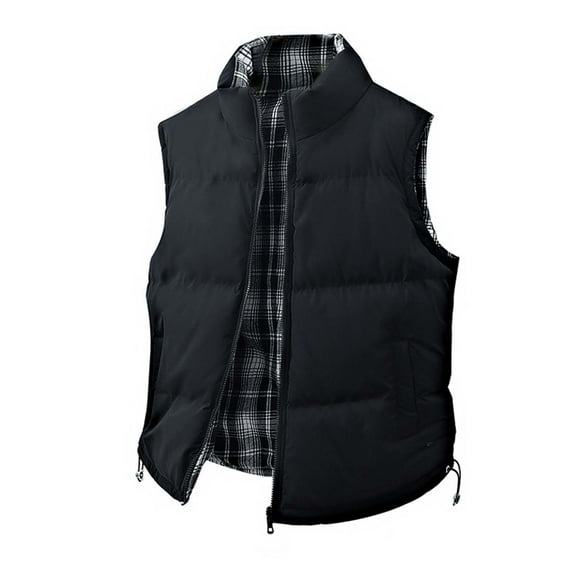 KeShDi Vest for Men Fashion Solid Color Double Sided Stand Up Collar Warm Sleeveless Casual Jacket White 3X