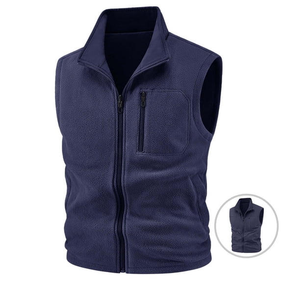 KeShDi Vest for Men Stand Collar Sleeveless Zip Up Casual Lightweight Vest Coat with Pockets Dark Blue L