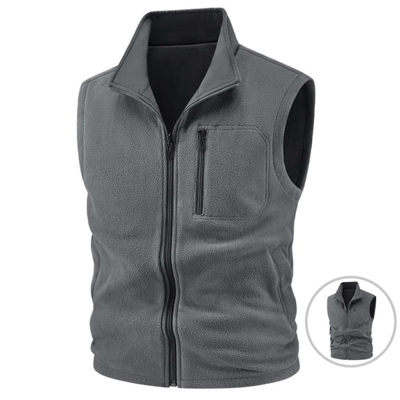 KeShDi Vest for Men Stand Collar Sleeveless Zip Up Casual Lightweight Vest Coat with Pockets Dark Gray 4X