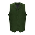 thumbnail image 1 of KeShDi Vest for Men V Neck Solid Color Belt Pocket Five Button Casual Vintage Waistcoat Green XL, 1 of 7