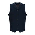 thumbnail image 1 of KeShDi Vest for Men V Neck Solid Color Belt Pocket Five Button Casual Vintage Waistcoat Navy M, 1 of 7