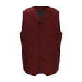 thumbnail image 1 of KeShDi Vest for Men V Neck Solid Color Belt Pocket Five Button Casual Vintage Waistcoat Wine M, 1 of 7