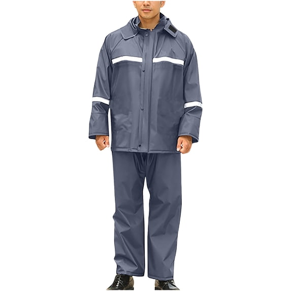 KeShDi Waterproof Rain Jacket Mens Rain Suits Reusable Hiking Rain Coat Jacket with Hood for Outdoor Activities Navy 3X