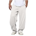 thumbnail image 1 of KeShDi Wide Leg Sweatpants Baggy Sweatpants Men Fashion Casual Comfy Solid Color Loose Summer Drawstring Pockets Pants Gray L, 1 of 7