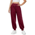 thumbnail image 1 of KeShDi Wide Leg Womens Pants Baggy sweatpants Womens Solid Color Drawstring Furry Casual Warm Wide-leg Cuffed Warm Trousers Red S, 1 of 7