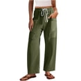 thumbnail image 1 of KeShDi Wide Leg Womens Pants Casual sweatpants Womens Baggy Pants Wide Leg Lounge Pants Fall Drawstring Athletic Sweatpants with Pockets Army Green L, 1 of 8