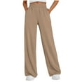thumbnail image 1 of KeShDi Wide Leg Womens Pants Stretchy sweatpants Women's Solid Color Casual Wide Leg Pocket Sweatpants Long Pants Khaki S, 1 of 8