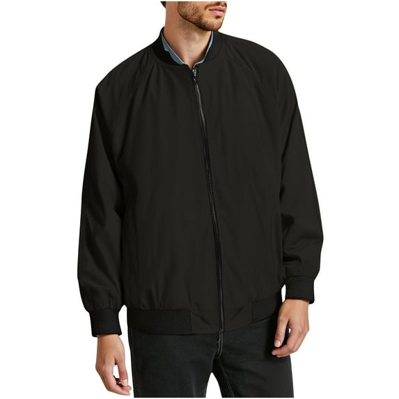 KeShDi Windbreaker Jackets for Men Jacket for Men's Solid Color Outdoor Climb Sport Run Pocket Zipper Raglan Sleeve Jackets Black 5X